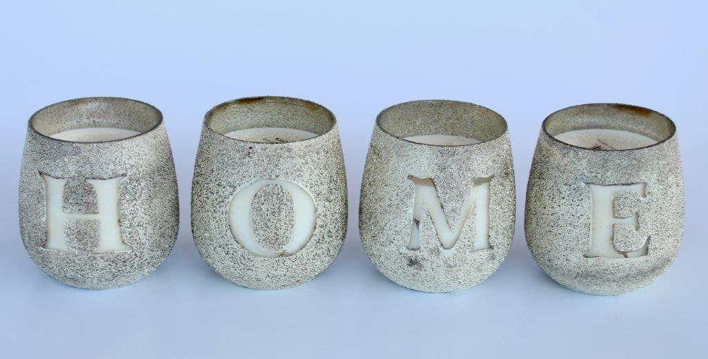 Set Of 4 'Home' Early Grey Scented Candles